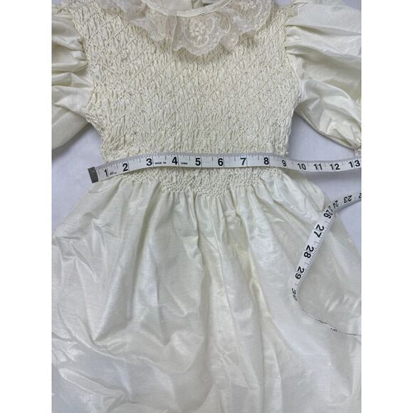 Vintage 1990s Heirloom by Polly Flinders Formal Dress Cream Lace - Girls Size 6 - Picture 4 of 11